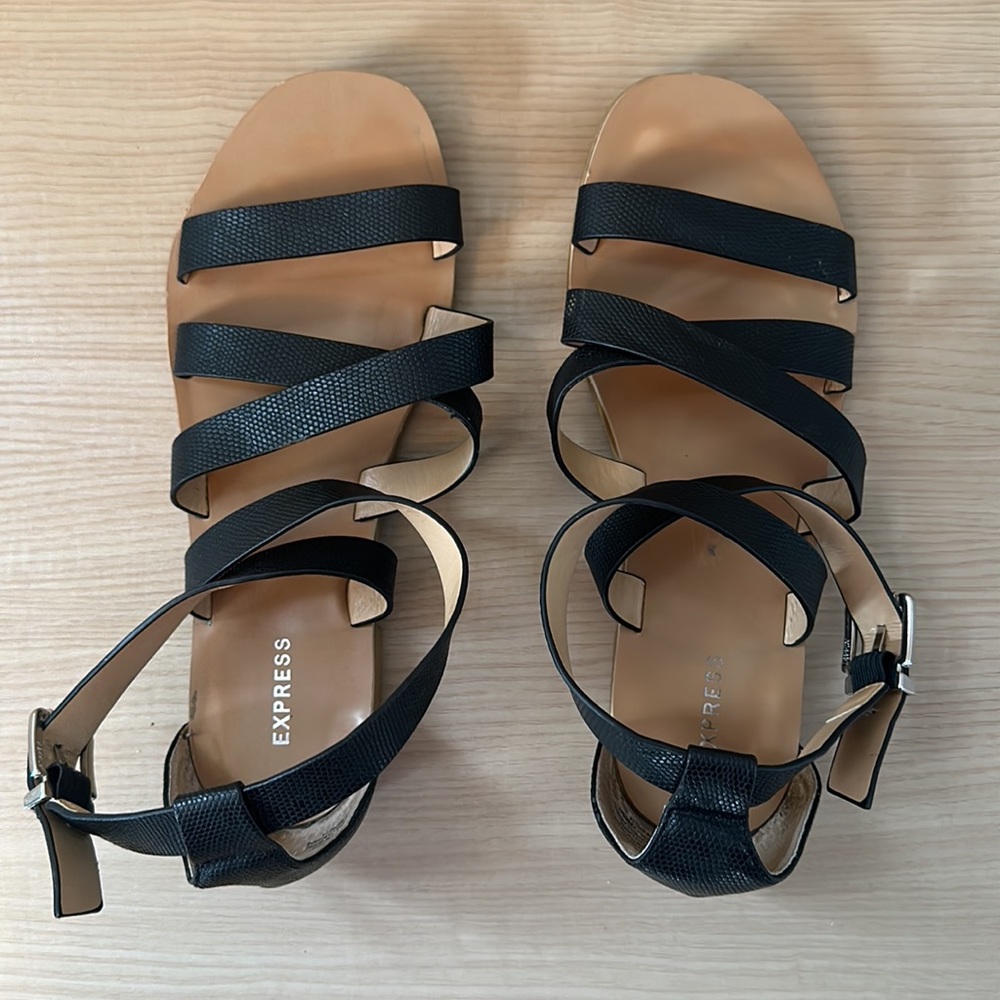 Express Black Strappy Sandals 7